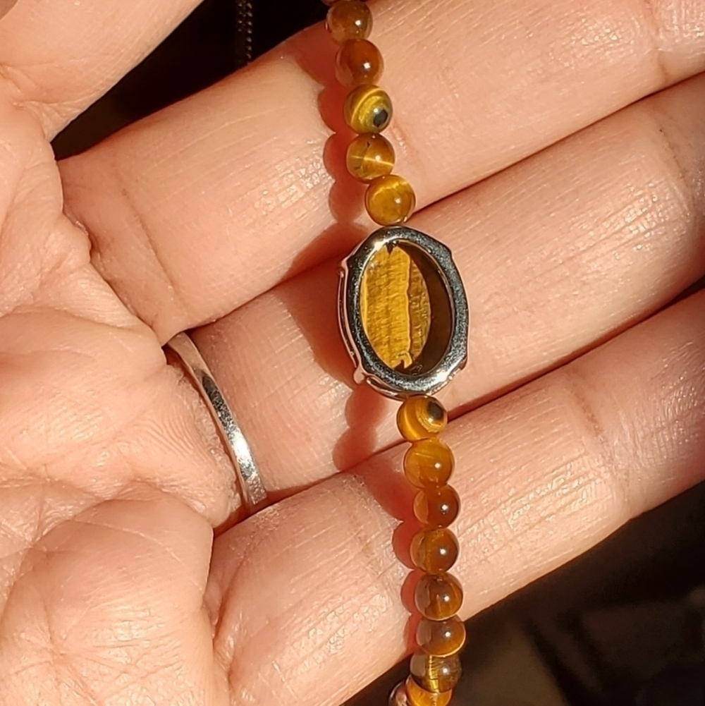 925 SS South African tiger eye heart necklace and stainless steel bracelet - Picture 8 of 10